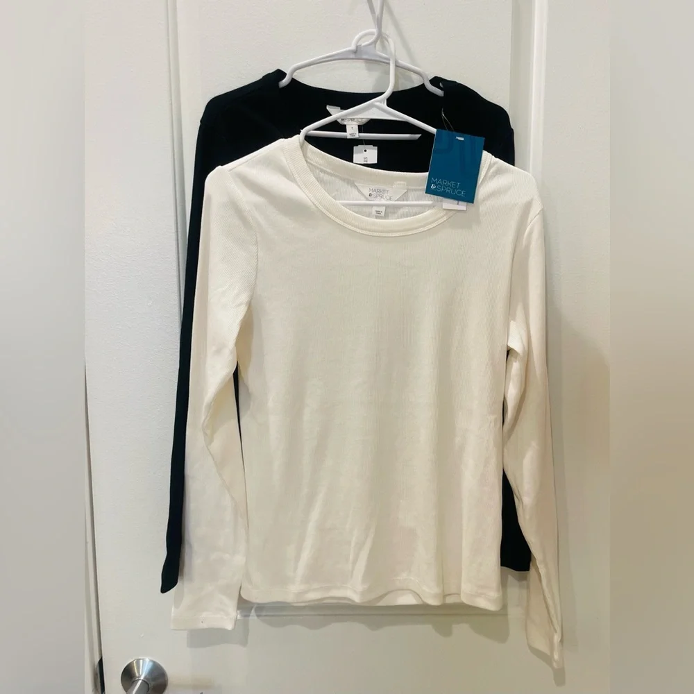 NEW…MARKET & SPRUCE 2 Pack Pearl Cotton Rib Long Sleeve Tee - Picture 4 of 5